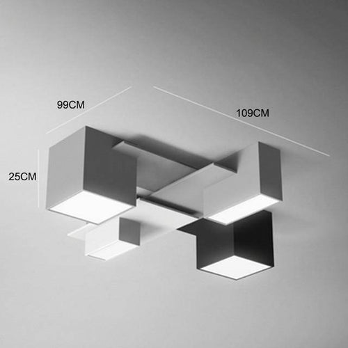 Plafonnier design LED à formes géométriques modernes noires et blanches - vue 10 sur 9