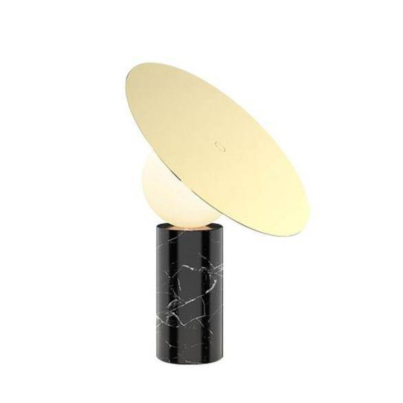 Lampe à poser design LED en marbre avec boule et disque en verre - vue 7 sur 7