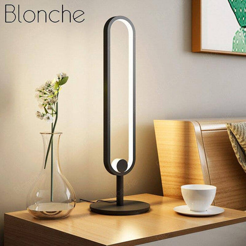 Lampe à poser design à LED avec anneau métal noir Loft - vue 3 sur 5
