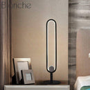 Lampe à poser design à LED avec anneau métal noir Loft