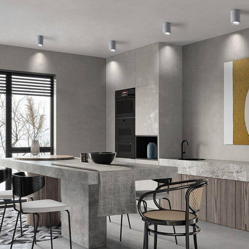 Spot moderne LED rond en ciment style industriel - vue 6 sur 8