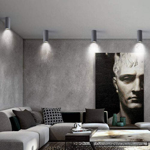 Spot moderne LED rond en ciment style industriel - vue 3 sur 8