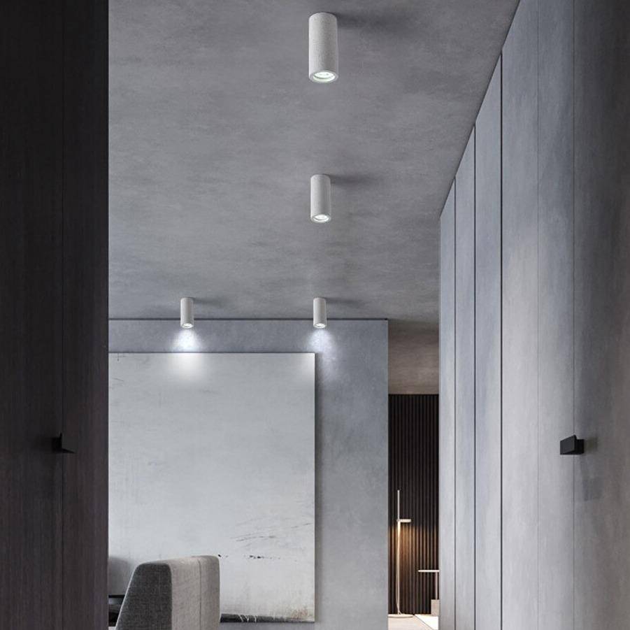 Spot moderne LED rond en ciment style industriel - vue 3 sur 8