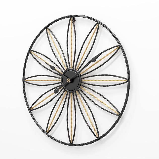 Horloge murale ronde avec rosace en métal rétro Hollow - vue 5 sur 7
