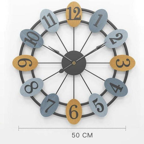 Horloge murale ronde avec chiffres dans bulles colorées 50cm