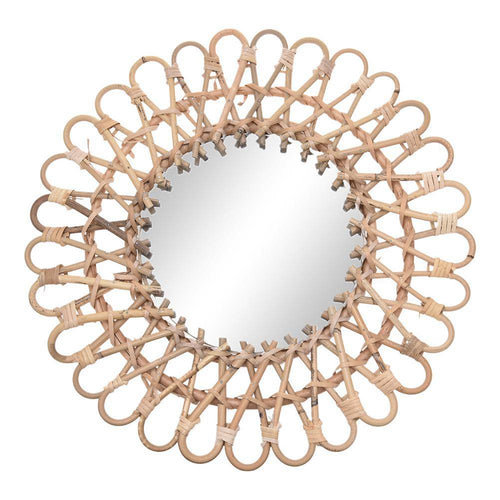 Miroir mural rond décoratif en rotin 40cm - vue 4 sur 4