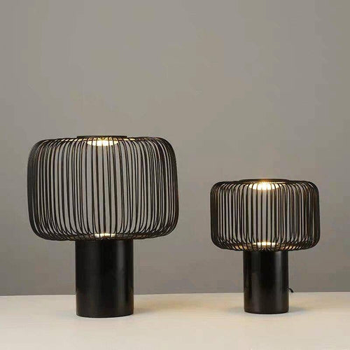 Lampe à poser design à LED avec abat-jour cage arrondie en métal noir - vue 8 sur 14