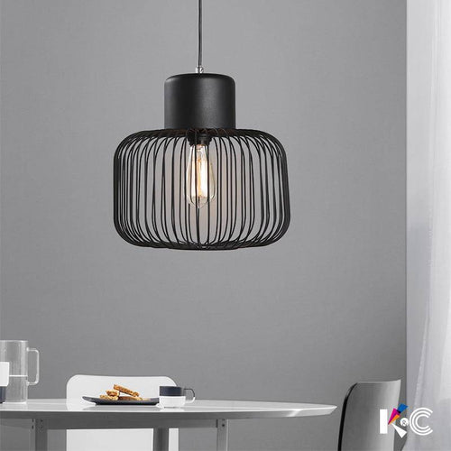 Lampe à poser design à LED avec abat-jour cage arrondie en métal noir - vue 6 sur 14