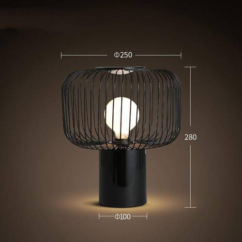 Lampe à poser design à LED avec abat-jour cage arrondie en métal noir - vue 11 sur 14