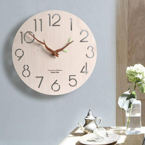Horloge murale scandinave en bois 30cm avec aiguilles branches d'arbres Trunck - vue 3 sur 7