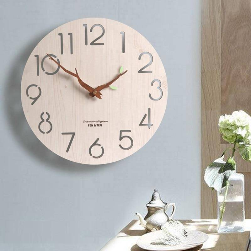 Horloge murale scandinave en bois 30cm avec aiguilles branches d'arbres Trunck - vue 2 sur 7