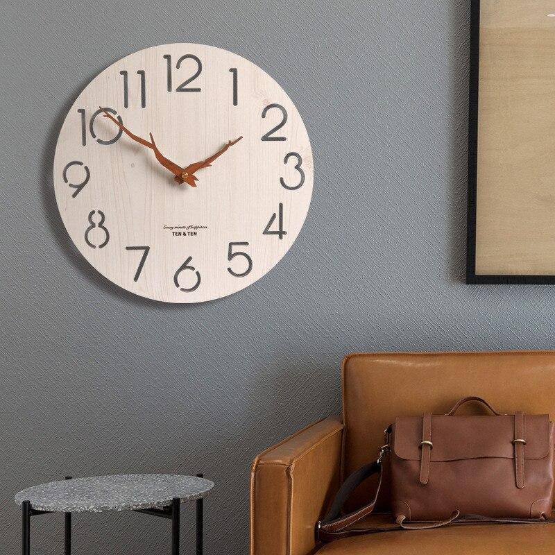 Horloge murale scandinave en bois 30cm avec aiguilles branches d'arbres Trunck - vue 4 sur 7