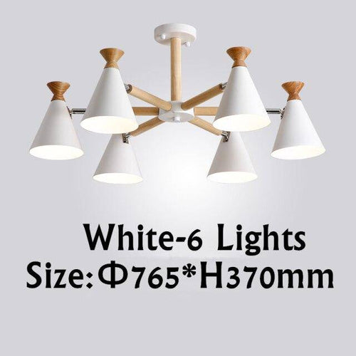 Lustre moderne à LED en bois avec abat-jour métal coloré - vue 9 sur 19