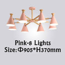 Lustre moderne à LED en bois avec abat-jour métal coloré