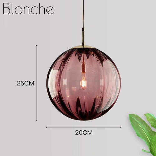 Suspension moderne LED en boule de verre colorée - vue 8 sur 10