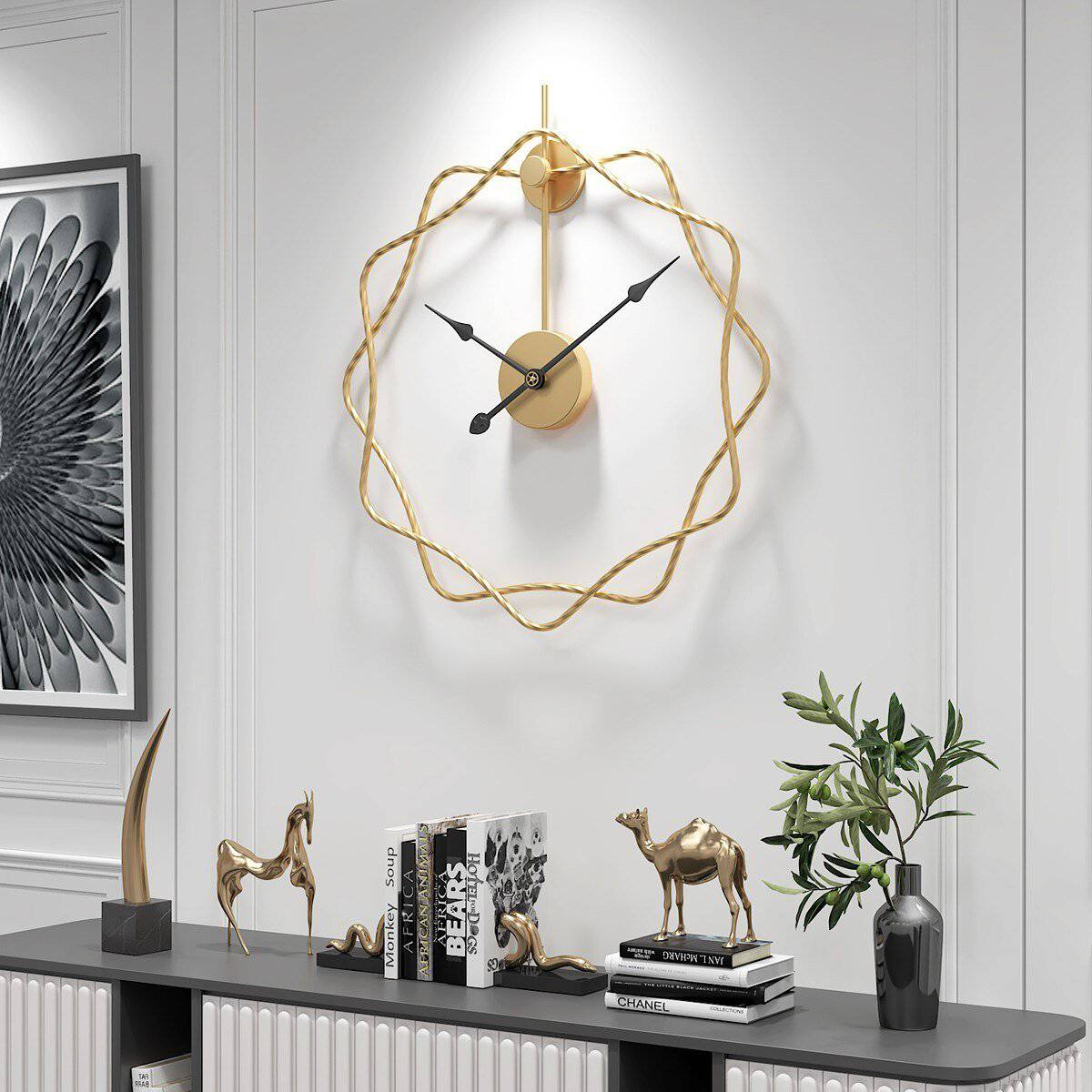 Horloge murale design étoiles décalées en métal 50cm Decor - vue 5 sur 7