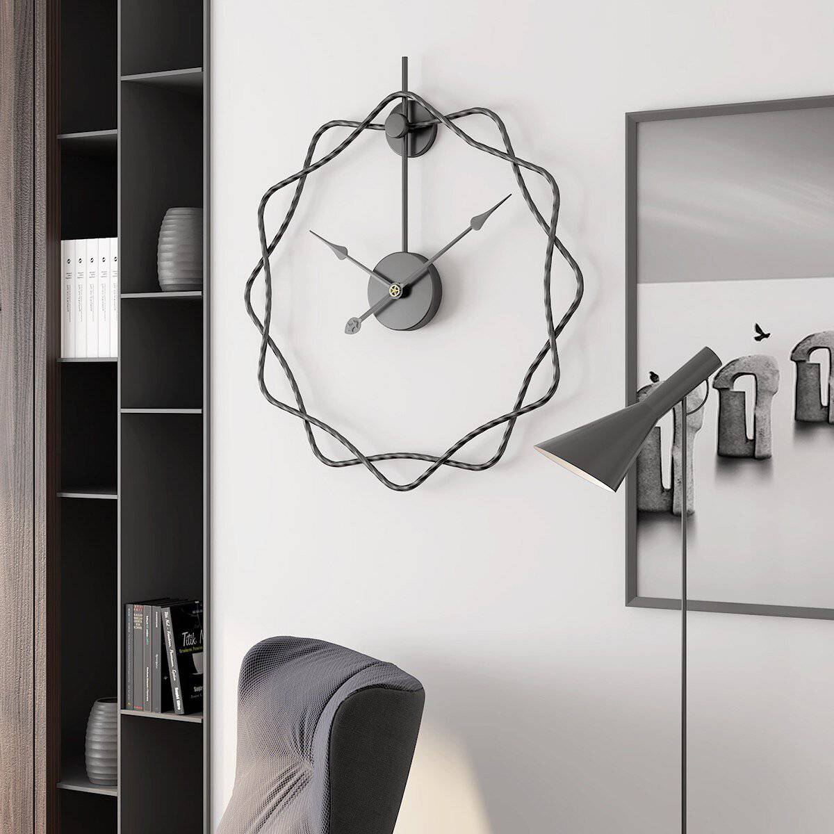 Horloge murale design étoiles décalées en métal 50cm Decor - vue 2 sur 7