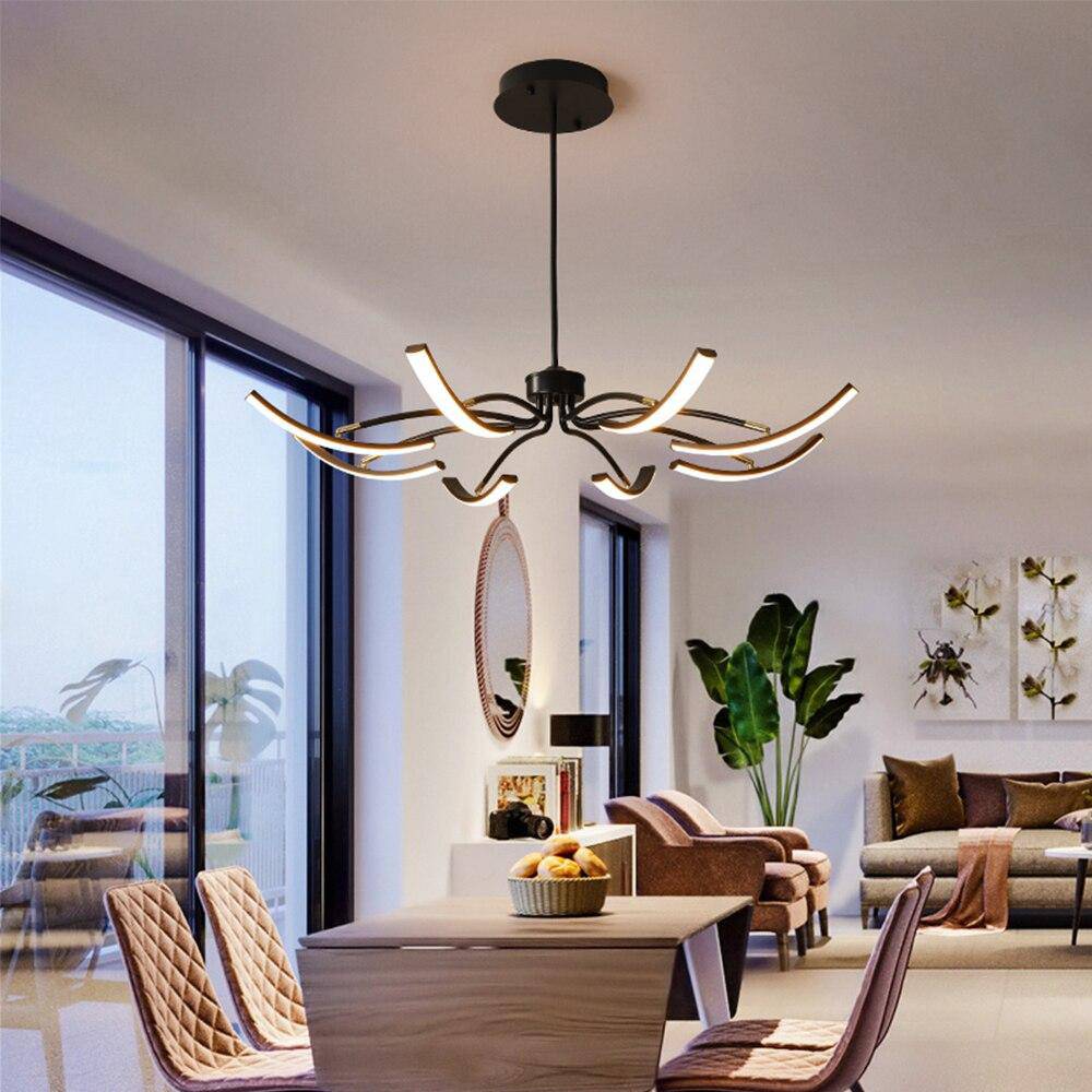 Lustre design à LED en métal avec plusieurs tiges Kyio - vue 5 sur 15