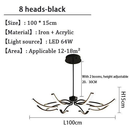 Lustre design à LED en métal avec plusieurs tiges Kyio - vue 8 sur 15