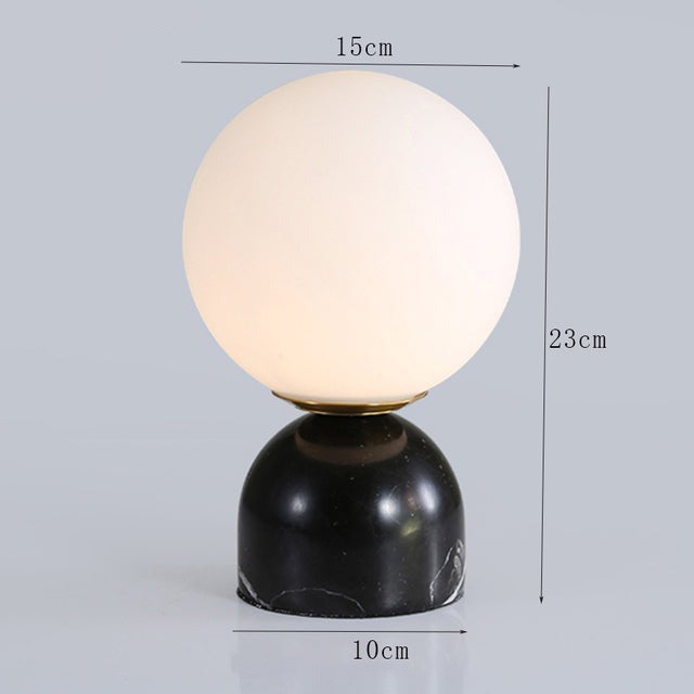 Lampe à poser moderne ronde et base style marbre Bailey - vue 5 sur 8