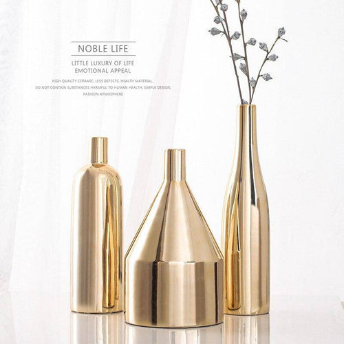 Vase design en céramique doré Mory A - vue 5 sur 5