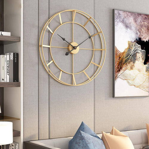 Horloge murale ronde en métal doré 50cm Nordic - vue 4 sur 5
