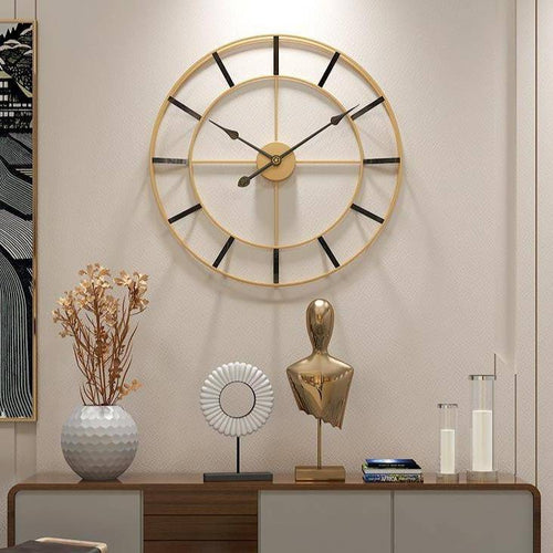 Horloge murale ronde en métal doré 50cm Nordic - vue 3 sur 5