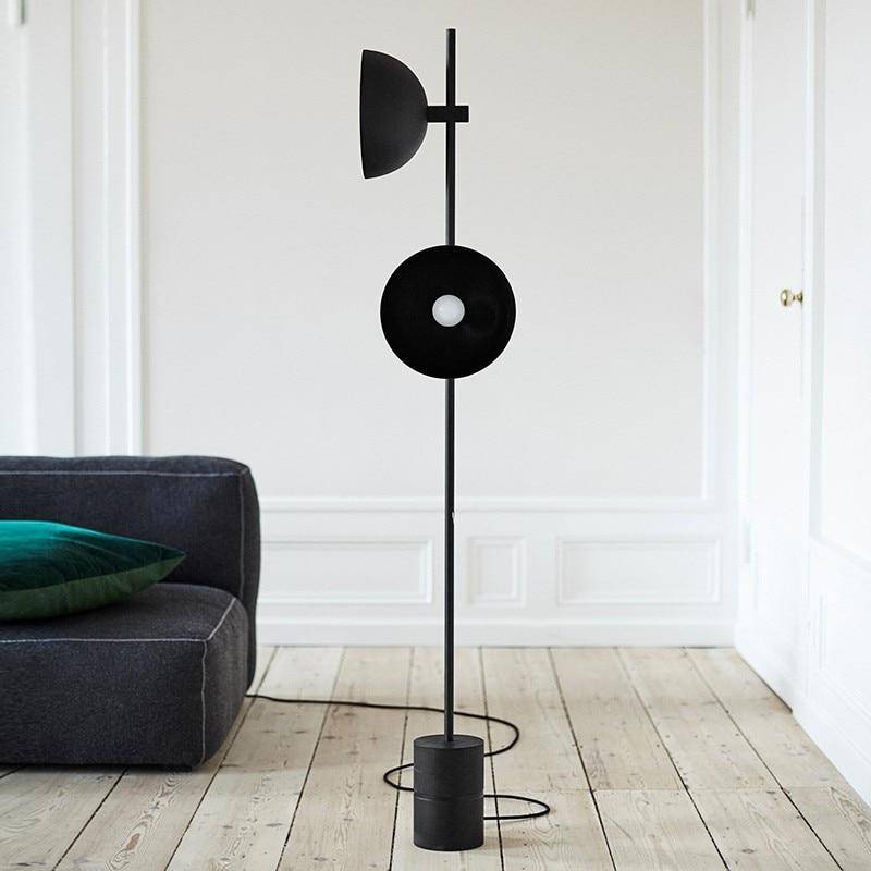 Lampadaire moderne LED avec tige et abat-jour métal noir - vue 2 sur 6