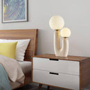 Lampe de chevet design LED en résine rose et double boule en verre