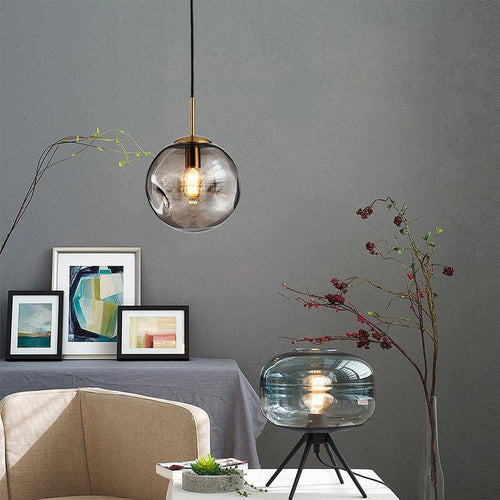 Suspension design à LED boule déformée en verre Head - vue 4 sur 9