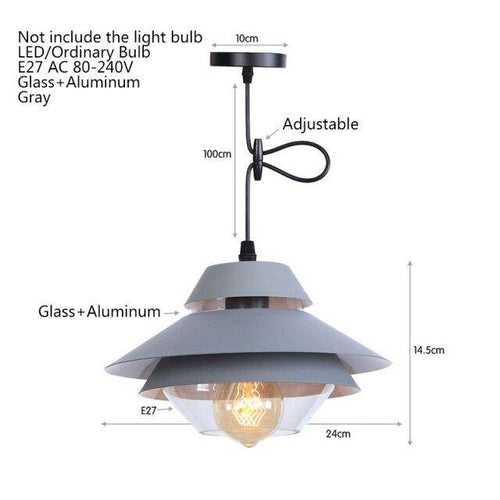 Suspension rétro à LED avec abat-jour en métal coloré et verre - vue 6 sur 8