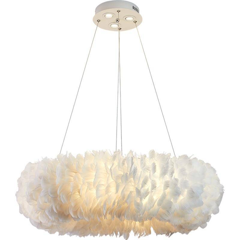 Lustre rond design LED en plumes colorées - vue 25 sur 25