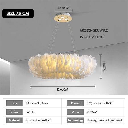 Lustre rond design LED en plumes colorées - vue 20 sur 25