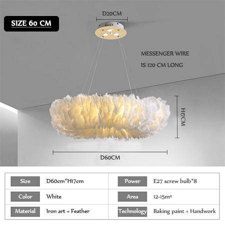 Lustre rond design LED en plumes colorées - vue 18 sur 25