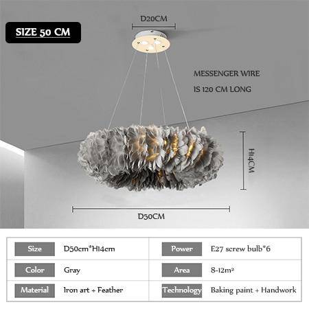 Lustre rond design LED en plumes colorées - vue 14 sur 25