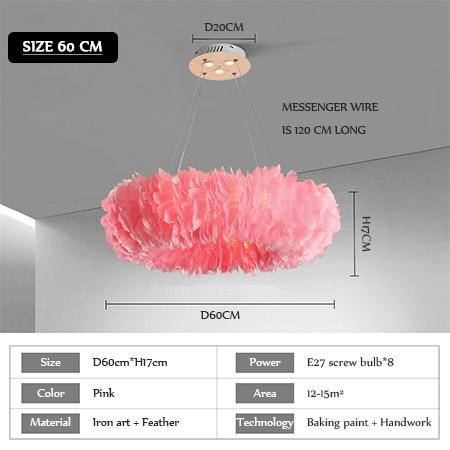 Lustre rond design LED en plumes colorées - vue 15 sur 25