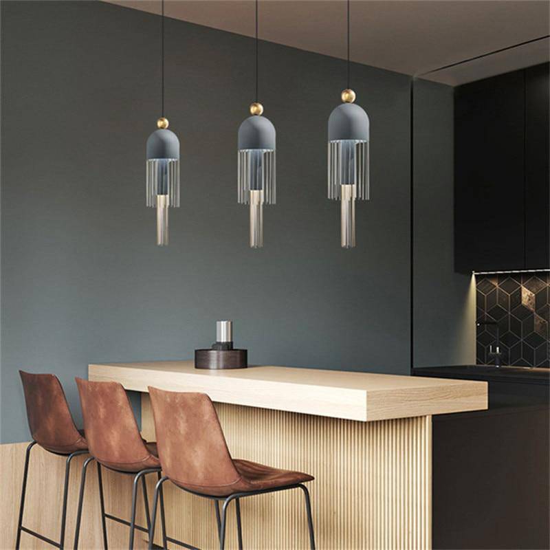 Suspension design en métal arrondi coloré Tassel - vue 3 sur 9