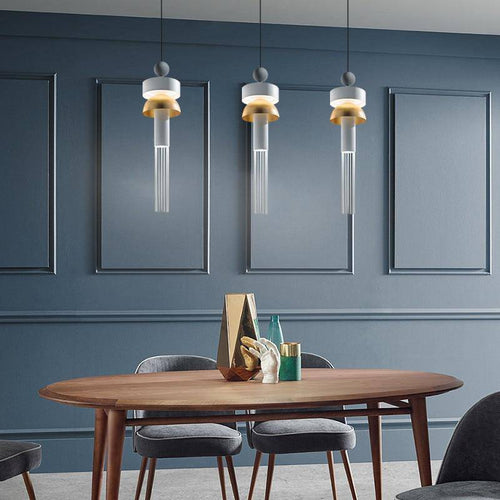 Suspension design en métal arrondi coloré Tassel - vue 6 sur 9
