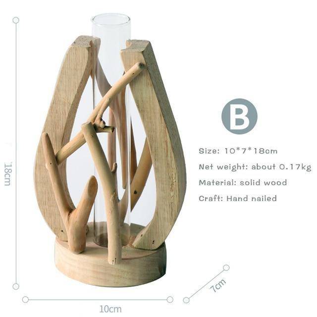 Vase design en verre avec socle en bois style Hydro - vue 6 sur 13