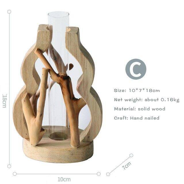 Vase design en verre avec socle en bois style Hydro - vue 8 sur 13