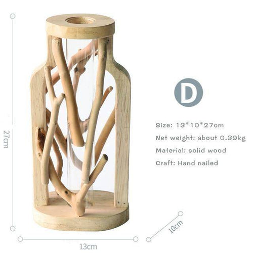 Vase design en verre avec socle en bois style Hydro - vue 8 sur 13