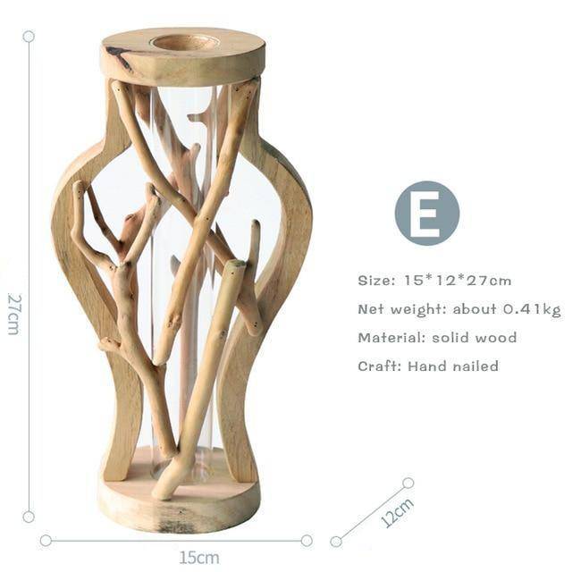 Vase design en verre avec socle en bois style Hydro - vue 9 sur 13
