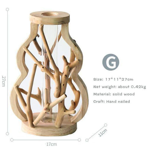 Vase design en verre avec socle en bois style Hydro - vue 12 sur 13