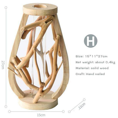 Vase design en verre avec socle en bois style Hydro - vue 13 sur 13