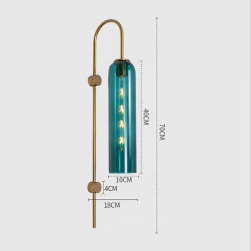 Applique murale design à LED avec abat-jour allongé en verre coloré et métal - vue 8 sur 9