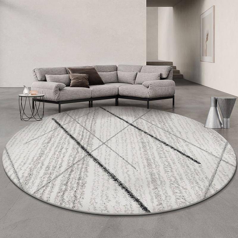 Tapis moderne rond gris aux traits noirs Floor - vue 2 sur 2