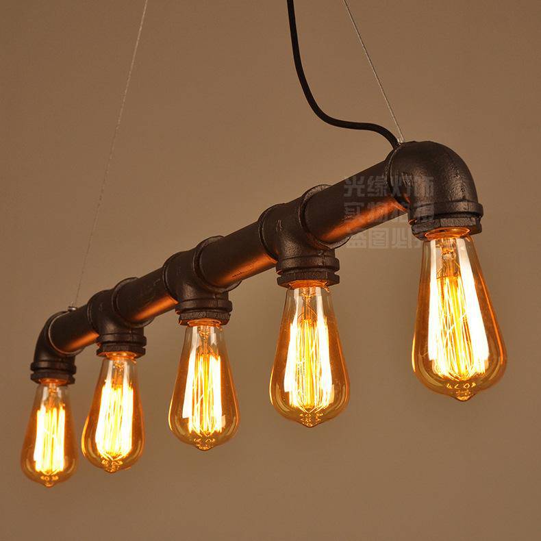 Suspension rustique style industriel avec plusieurs lampes - vue 2 sur 2