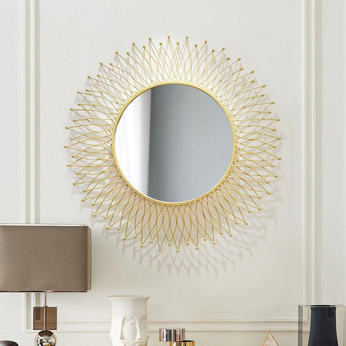 Miroir mural rond doré en métal Center - vue 5 sur 7