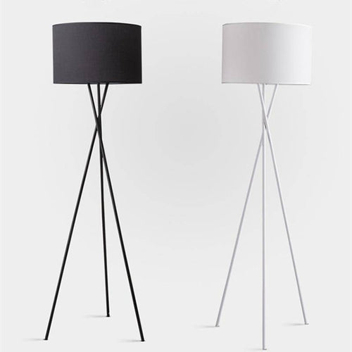 Lampadaire design LED tripod avec abat-jour en tissu noir ou blanc - vue 6 sur 7