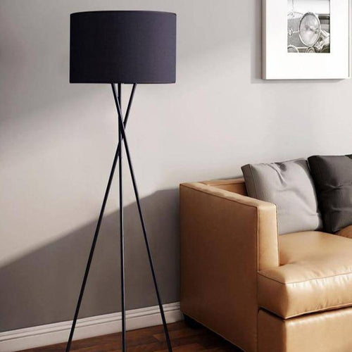 Lampadaire design LED tripod avec abat-jour en tissu noir ou blanc - vue 5 sur 7